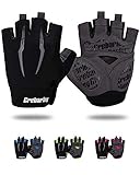 Grebarley Fahrradhandschuhe,Radsporthandschuhe rutschfeste und Stoßdämpfende Mountainbike Handschuhe mit geeiget Unisex Herren Damen (Schwarz, L)