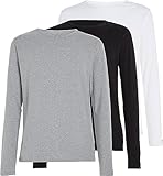 Tommy Hilfiger Herren Langarmshirts Basic, Mehrfarbig (Black/White/Grey Heather), L