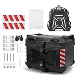 WODHMIEY Motorrad Top Case 45L Wasserdicht Schlagfest Staubdicht ABS-Heckkoffer Mit Schnellentriegelung Robustem Griff Reflektorstreifen Gepolstertem Innenfutter Universal Einsetzbar Motorrad-Koffer