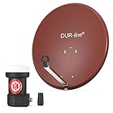 DUR-line MDA 60 Rot - Digiatale 1 Teilnehmer Satellitenschüssel Komplett-Anlage mit +Ultra Single - LNB [Camping, Astra 19,2°, DVB-S/S2, Full HD, 4K, 3D]