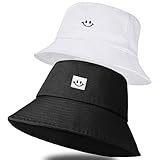 FLZONHUT Fischerhut Herren Damen,2 Stück Sonnenhut Bucket Hat,Faltbar Baumwolle Buckethut,Unisex Freizeithut Outdoor Sommerhut für Camping Reisen Angeln Wandern(Schwarz und Weiß)