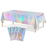 4 Stück Party Tischdecke, 137x274cm Bunt Tischdecke Einweg Plastik Geburtstag Tischdecke für Biertische Kindergeburtstag Hochzeit Tischdeko Bierzeltgarnitur