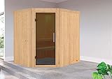 FinnTherm Innensauna Ria mit Eckeinstieg aus Holz Innensauna mit 68 mm Wandstärke Saunakabine Infrarotsauna