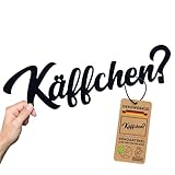 Käffchen? Schriftzug - Kaffee Deko Schild - Küche Dekoration Wand - Tür- & Wanddekoration - Coffee Wandschild - Coffee Bar Wanddeko - Kaffeebar Wandsticker aus Kunststoff (L)