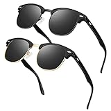 LINVO Polarisiert Sonnenbrille Herren Damen Retro Klassisch Halbrahmen 100% UV400 für Reisen, Fahren und Angeln