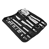 SEWOART 18 teiliges BBQ Grillbesteck aus Edelstahl mit Grillzange Gabel Pinsel und Aufbewahrungstasche langlebiges Barbecue Zubehör für Outdoor Camping Gasgrill und