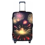 Explosion Fireworks 3D Druck Trolley Koffer Schutzhülle Hohe Elastizität Stoff Trolley Koffer Abdeckung, Weiss/opulenter Garten, X-Large