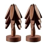 Reinscer 2 Sets Hölzerne Baumuntersetzer, Hölzerne Isoliermatte, Stapelbare Baumuntersetzer 4er-Set, Untersetzer Aus Schwarzem Walnussholz