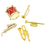 KICHOUSE Winzige Miniaturmodell Instrumentenmodell Miniatur Figur Hausinstrumentenmodell für Einrichtungsornamente Puppenhaus Musikalische Trompete Altsaxophon Spielzeug Trommel