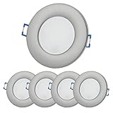 Sweet Led | LED Einbaustrahler 230V IP44 - LED Spots Badezimmer 6,5W - Bad-Einbaustrahler 530lm LED Einbauspots - flache Einbaustrahler Einbautiefe 30mm Deckenspots | 5x Rund - Chromfarben, warmweiß