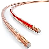 deleyCON 10m Lautsprecherkabel Boxenkabel 2x 1,5mm² Kupferüberzogenes Aluminium CCA Polaritätskennzeichnung 2x48x0,20mm Litze BauPVO/CPR - Transparent
