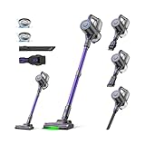 Suirviz Akku Staubsauger Kabellos, 40000Pa/500W/45Min Akkustaubsauger mit Selbststehender Funktion, Leichter Kabelloser Akkusauger mit grünem Licht für Hartböden, Teppiche, Tierhaare