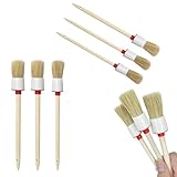 Borstenpinsel Set aus Naturnicht,6 Stück Rundpinsel in Größen 2cm,2,5cm und 3cm,Leimpinsel,Professionelles Wachspinsel,Perfekt für Vielseitige Anwendungen im Alltag,Wände,Möbel,Autoreinigung