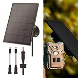 Wildkamera Solarpanel, 3W/5V Eingebauter 6000mAh Akku, IP66 Wasserdicht, USB und TypeC DC Aufladen für WingHome für Bushnell für Spypoint Kameras