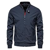 Slim Fit Bomberjacke für Herren, leichte Jacken, lässig, Sommer, mit Reißverschlusstaschen, ungefüttert, Stehkragen, Übermantel, schmale Passform, dünne Oberbekleidung, Windbreaker, langärmelig