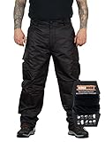Herren Regenhose Thermohose Schneehose Outdoor Hose inkl. MF Tuch, Schwarz, Größe M