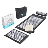 MARTneck® Akupressurmatte XXL - Natur Set Kokosfaser mit Kissen, Tuch und Tasche - NEU:Dreieck Spikes für idealen Energie-Flow zur Körpermitte - App inklusive| Yoga & Massage & Entspannung