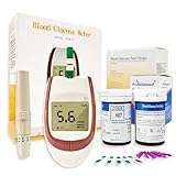 Blutzuckermessgerät (mg/dL) mit 50 Blutzuckerteststreifen, 50 Lanzetten, 1 Stechhilfe, 1 Etui, zur Blutzucker-Selbstkontrolle bei Diabetes