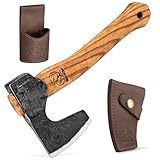 BeaverCraft Campingaxt AX6 Handgeschmiedetes Beil Outdoor Axt mit Holzstiel - Holz Spalten Axt für Garten, Camp - Axtwerkzeug Axt-Survival für Wald, Bushcraft