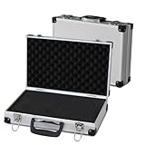 PeakTech 7260 – Universal Koffer für Messgeräte, Robuster Alu Tragekoffer, Werkzeug Aufbewahrung, Würfelschaum Platten, Schaumstoff Polsterung, Abschließbar, Staubschutz, Drohnen, L - 370 x 230 x 80mm