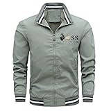 Celanisai Bomberjacke Herren Übergangsjacke Stehkragen Langarm Freizeitjacken Leichte Outdoorjacke mit Reiwßverschluss Slim Fit Workout Sportjacke Windbreaker Fitness Fahrradjacke