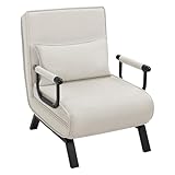 WOLTU Schlafsessel 3 in 1, Schlafsofa mit Bettfunktion, Klappsessel mit Verstellbarer Rückenlehne, abnembarem Kissen, Sofabett Gästebett, Metallrahmen Leinen, 150 kg belastbar, Beige
