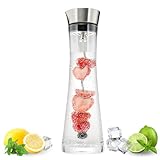 bremermann Glaskaraffe FRIA mit Funktions-Ausgießer und abnehbarem Fruchtspieß, 1,2 l ? Edelstahl & Silikon, inklusive Reinigungsbürste