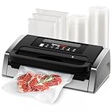 Bonsenkitchen Vakuumiergerät, Vakuumierer, Design mit Griffverriegelung, leistungsstarker geräuscharmer mit Globefish-Technologie, integrierter Schneider