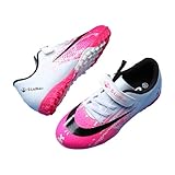 Mateju TF Fußballschuhe Junge Mädchen, Fussballschuhe für Kinder Heranwachsende Leicht Trainingsschuhe Haken und Schlaufe Football Schuhe Schwarz, Rosa, Grün Fußball Sportschuhe