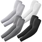 fuinloth 4 Paare Gaming Arm Sleeves, Arm Stulpen Armschoner für Damen/Herren, Volleyball Basketball Sport Ärmel Schwarz+Dunkel Grau+Hell Grau+Weiß