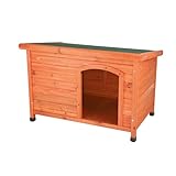 TRIXIE wetterfestes und aufklappbares Hundehaus'natura Hundehütte Classic Flachdach, S–M: 85 × 58 × 60 cm, braun'- 39551