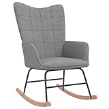 Gecheer Schaukelstuhl Schwingsessel Relaxstuhl Schwingstuhl Polsterstuhl Wippstuhl Schaukelsessel Hellgrau Stoff