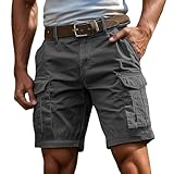 pxjsdwe Herren Hose kurz, Cargo Shorts Herren Sommer Baumwolle Kurze Hosen Leicht Outdoor Kurz Cargohose Stretch Bermuda Sportshorts Einfarbig Lockere Freizeitshorts Arbeitsshorts mit Taschen XL