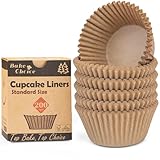 Muffinförmchen Papier Natur Standard,200 Stück,Natürlich & Ungebleicht,Antihaft & Fettdichte Pergament Muffinform Papier,für Feste/Feiern/zum Backen,Standardgröße