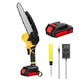 Kettensäge 21V 8 Zoll, Tragbare Elektrische Baumsäge mit Schmiersystem, Ladegerät, Akku, Schraubendreher, Bürstenmotor, für den Einsatz im Garten und Obstgarten