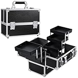 Joligrace Kosmetikkoffer Schminkkoffer, Große Kosmetik Make up Organizer Koffer Aufbewahrung Friseurkoffer Alu Beauty Case, Schwarz