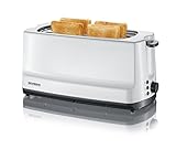 SEVERIN Doppel-Langschlitztoaster mit Brötchenaufsatz, für 4 Brotscheiben, zum Toasten, Auftauen und Erwärmen, Kunststoff, Grau, Weiß, 1.400 W, AT 2234