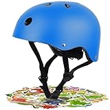 LeapBeast Skaterhelm Fahrradhelm, Belüftung | Sicherheit | leicht | Skateboarding Helm für Fahrrad Skateboard Scooter BMX Kind Erwachsene (Blau - Dinosaurier, L)