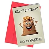 Oscar Finks Lustige Karte #1783 'Sack of Potato's Birthday For Best Friend, Let's get Smashed!', innen blanko, 350 g/m² Karte