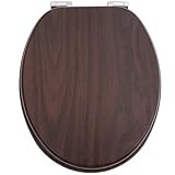 SANFINO® Premium WC Sitz mit Absenkautomatik – hochwertige Toilettendeckel aus Holz, viele bunte Motive, hoher Sitzkomfort, einfache Montage inklusive Montageanleitung – 'Dark Wood'