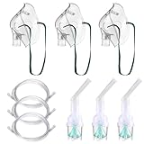 Verneblerzubehör 3 Sets mit Mundstücke Erwachsenenmasken Tassen 2m Schlauch Sauerstoffmaske Zubehör für Erwachsene phthalatfrei latexfrei