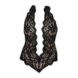 Damen sexy Dessous erotisch große größen spitzed gedruckt V-Ausschnitt hoher Bund Lingerie mit BH + Höschen erotik Corsage Spitze Reizwäsche Sets transparent Dessous Damen