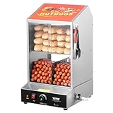 VEVOR Hot Dog Dampfgarer, 37L, 2-stufiger Hot Dog Hütten-Dampfgarer, 30℃~85℃ Temperaturregelung, elektrischer Brötchenwärmer mit Schiebetüren aus gehärtetem Glas, Trennplattenzange