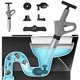 Rohrreiniger Druckluft, Hochdruck-Toilettenreiniger, Rohrreiniger Abflussreiniger Pömpel, Rohrreinigungspumpe, Hochdruck Toilet Plunger für Reinigen Rohre/Waschbecken/Badezimmer/Küchen, Grau