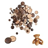 Dokeno Natürliche Kokosnuss Knöpfe, 100 Stück Holz Braune Kokosschale, 2 Löcher Runde Holzknöpfe für DIY Nähen Basteln Dekor