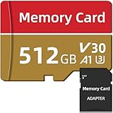 senmanber Memory-Karte 512GB Full HD Video Recordings Speicherkarte High-Speed TF Karte with Full Size Adapter Mini Flash TF Card für Smartphone/Camera/Dash Cam/Drone (Rot Gold)