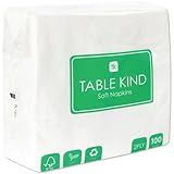Table Kind 100 weiche weiße Servietten in Großpackung, hochwertige Servietten für Partys, Catering und den täglichen Gebrauch, FSC, nachhaltig und recycelbar, hergestellt in der EU | 2lagig | 33cm