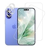 Carantee 2 Stück Schutzfolie für Panzerglas für iPhone 16 & 2 Stück Kameraschutzfolie, Anti-Fingerprint Antifouling Folie, 9H Härte Ultrabeständig 2.5D Kante Displayschutzfolie für iPhone 16