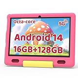 Ainmel Kinder Tablet 10 Zoll Octa-Core Android 14 Tablet für Kinder, 16GB+128GB (1TB TF), Kindersicherung, WiFi 6/Bluetooth 5.3, Widevine L1 mit Kindersicheres Gehäuse -Rosa