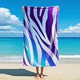 Strandtuch mit Neon-Zebrastreifen: Farbverlauf, Synthwave Sandtuch, Retro-Futurismus, Tigerstreifen für Pool, Übergröße, Rosa (5,130 x 80 cm)